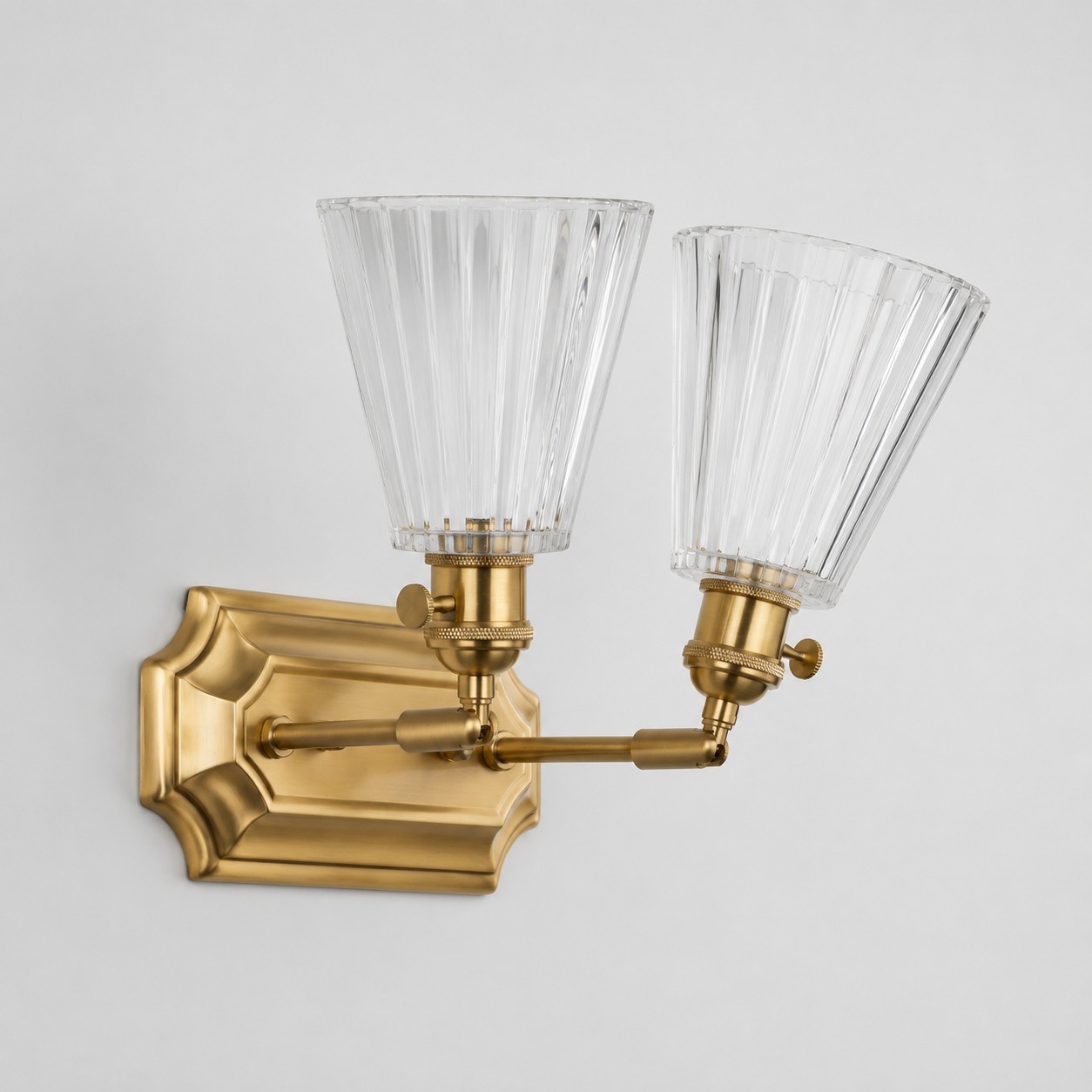 Dubbel vägglampa / Guldkoppar dubbel lampa
